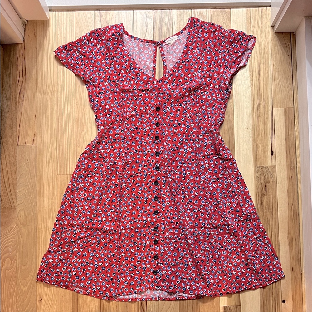 Floral Red Mini Dress